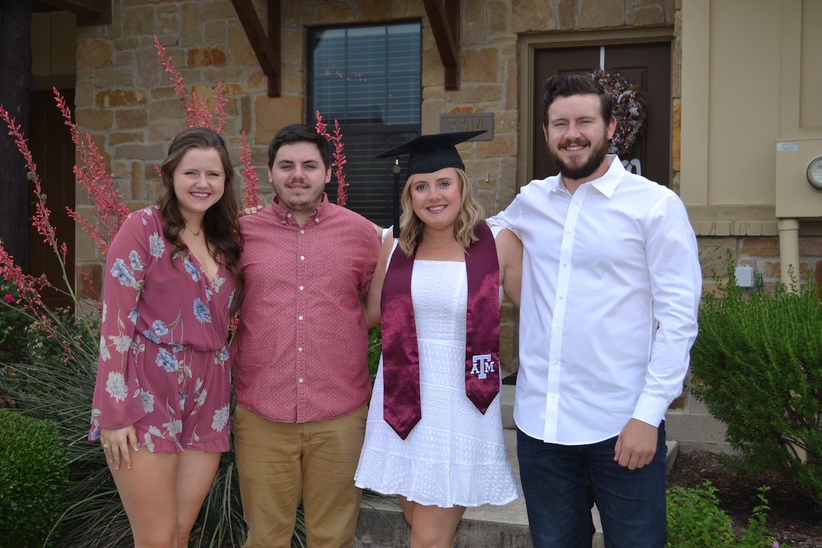 Maddie, Cody, Courtney, and Brent on Courtney's Graduation Day.